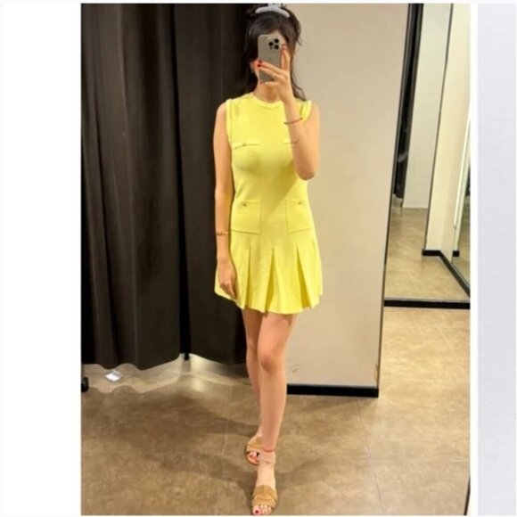 ZARA BOX PLEAT MINI DRESS Size XL NEW WITH TAG! - Picture 6 of 11